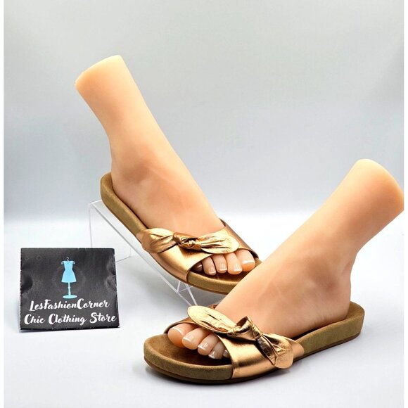 Jack Rogers Womens Metallic Bronze Leather Dorothy Knotted Bow Sandals Sz 8 2495 - Picture 5 of 16